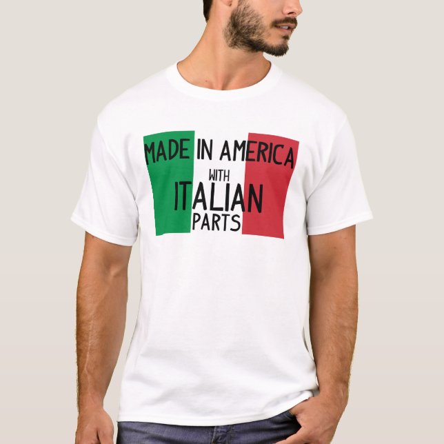 Camiseta Feito na América com peças italianas (Frente)