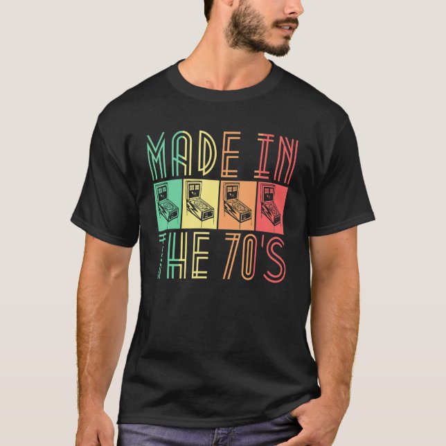 Camiseta Feito Na Arcade Retro Pinball Dos Anos 70 Para Hom (Frente)