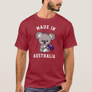 Camiseta Feito Na Austrália: Koala Segurando Bandeira Austr
