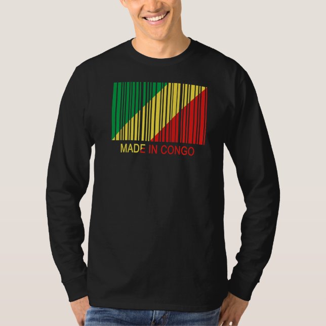 Camiseta Feito na República do Congo Código de barras da ba (Frente)