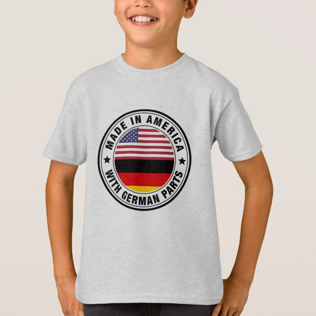 Camiseta Feito no americano com a bandeira alemão das peças (Frente)