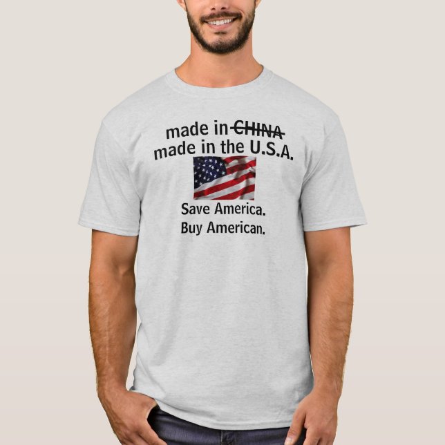 Camiseta Feito no apoio América dos EUA. Compre o americano (Frente)