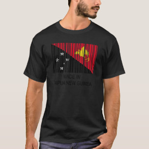 Camiseta Feito no código de barras da bandeira da Papua-Nov