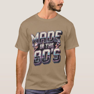 Camiseta Feito nos anos 80 Vibrações Retrô Amigos Neon Relâ