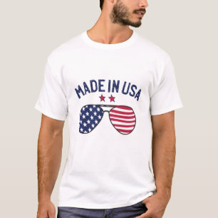 Camiseta Feito nos Estados Unidos Óculos de sol de bandeir