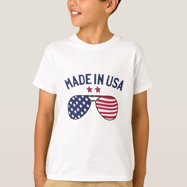 Camiseta Feito nos Estados Unidos Óculos de sol de bandeira (Frente)