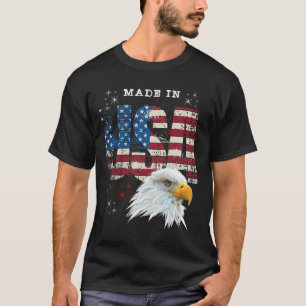 Camiseta Feito Nos EUA Bandeira Patriótica Americana Águia
