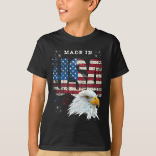 Camiseta Feito nos EUA Bandeira Patriótica Americana Águia