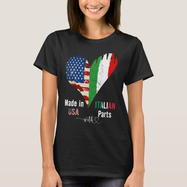 Camiseta Feito Nos Eua Com Partes Italianas Italianas Ameri (Frente)