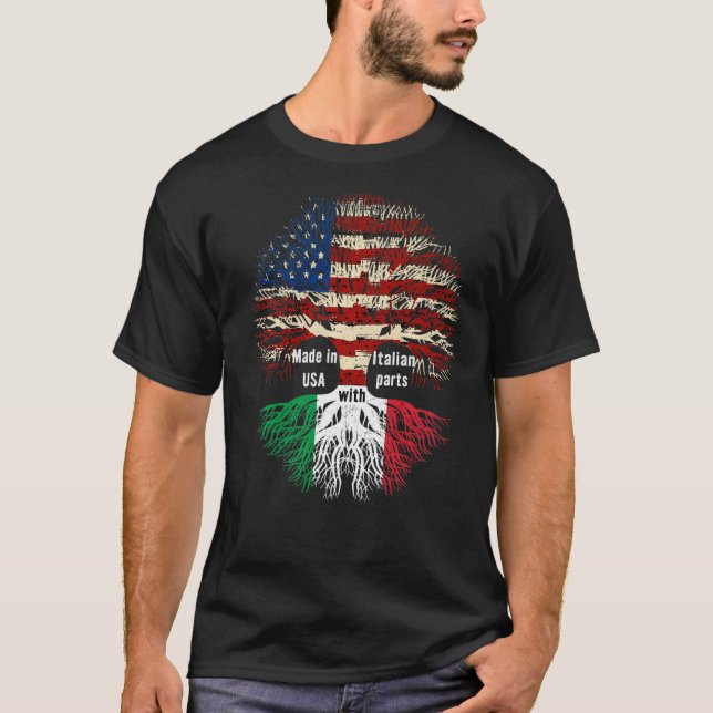Camiseta Feito Nos Eua Com Partes Italianas Italianas Ameri (Frente)