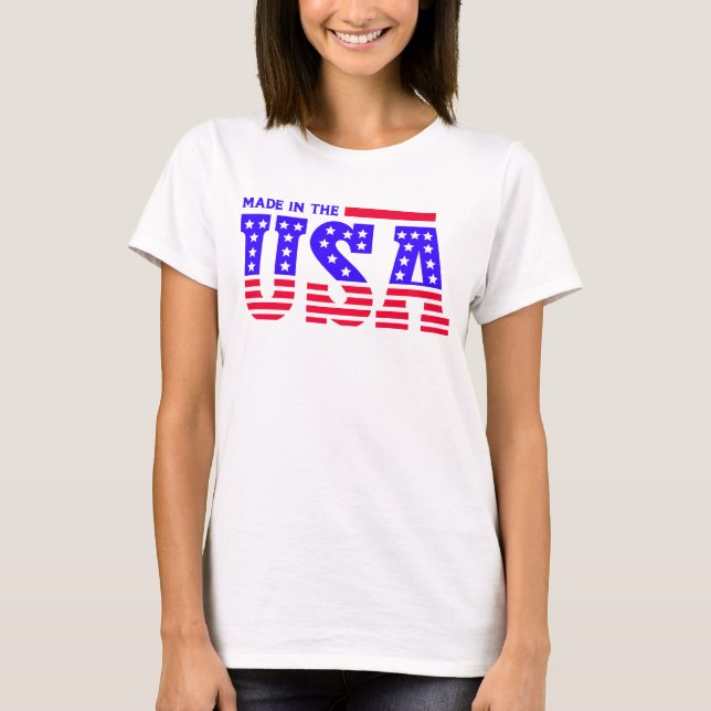 Camiseta Feito nos EUA - TEXTO Americano (Frente)