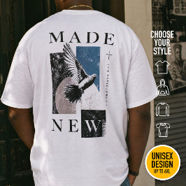 Camiseta Feito Novo 2 Coríntios 5:17 Batismo de Pomba Bruta