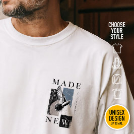 Camiseta Feito Novo 2 Coríntios 5:17 Batismo de Pomba Bruta