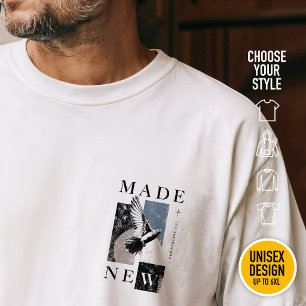 Camiseta Feito Novo 2 Coríntios 5:17 Batismo de Pomba Bruta