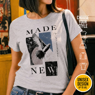 Camiseta Feito Novo 2 Coríntios 5:17 Roupas Cristãs Casuais