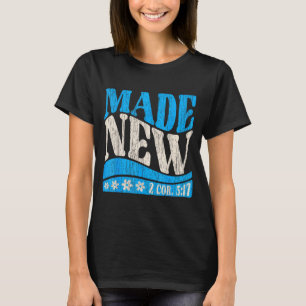 Camiseta Feito Novo Batismo Cristão 2 Cor 5_17 Menino Batiz