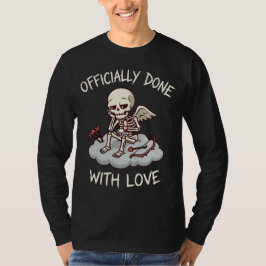Camiseta Feito Oficialmente Com Amor Desenho de Cupido Esqu