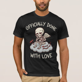 Camiseta Feito Oficialmente Com Design de Cupido Esqueleto