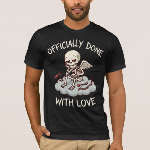 Camiseta Feito Oficialmente Com Design de Cupido Esqueleto