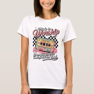 Camiseta Feito para Adorar Salmos 150:6 Fita Cassete Retro