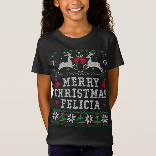Camiseta Felicia Felícia Feliz Natal Feliz (Frente)
