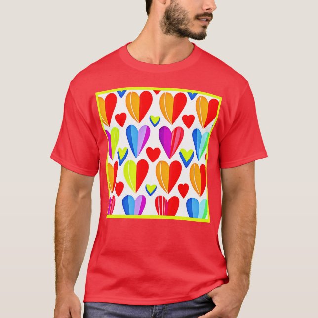 Camiseta Felicidade cardíaca: padrão de Na moda (Frente)
