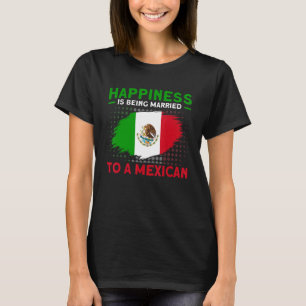 Camiseta Felicidade Casada Com Uma Bandeira Mexicana Roota