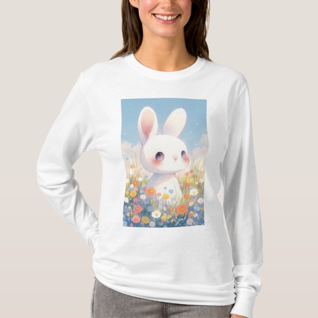 Camiseta Felicidade da Flor de Coelho (Frente)