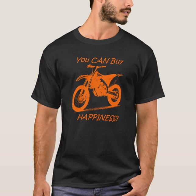 Camiseta Felicidade do comprar - laranja no preto (KTM) (Frente)