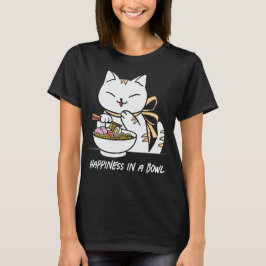 Camiseta Felicidade do Gato Japonês em uma tigela
