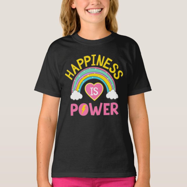 Camiseta Felicidade é Arco-Íris de Potência (Frente)