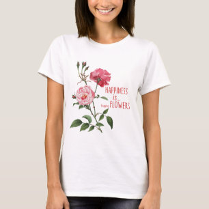 Camiseta Felicidade é comprar flores