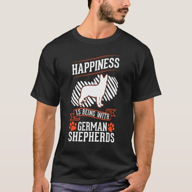 Camiseta Felicidade é estar com German shepherd (Frente)