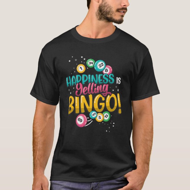 Camiseta Felicidade É Gritar Bingo 1 (Frente)