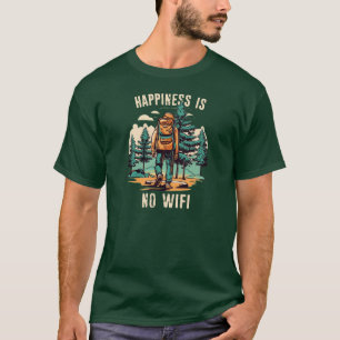 Camiseta Felicidade É Mochilando Sem Wifi