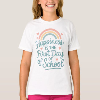 Camiseta Felicidade É o Primeiro Dia de Aula – Chuva de Pas