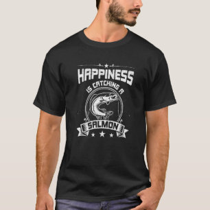 Camiseta Felicidade é pegar um salmão com pesca com mosca