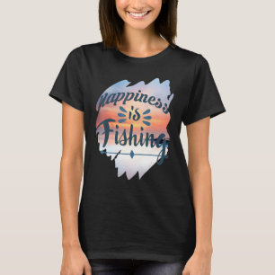 Camiseta Felicidade É Pescar Pescando Peixes Tema de Pesca