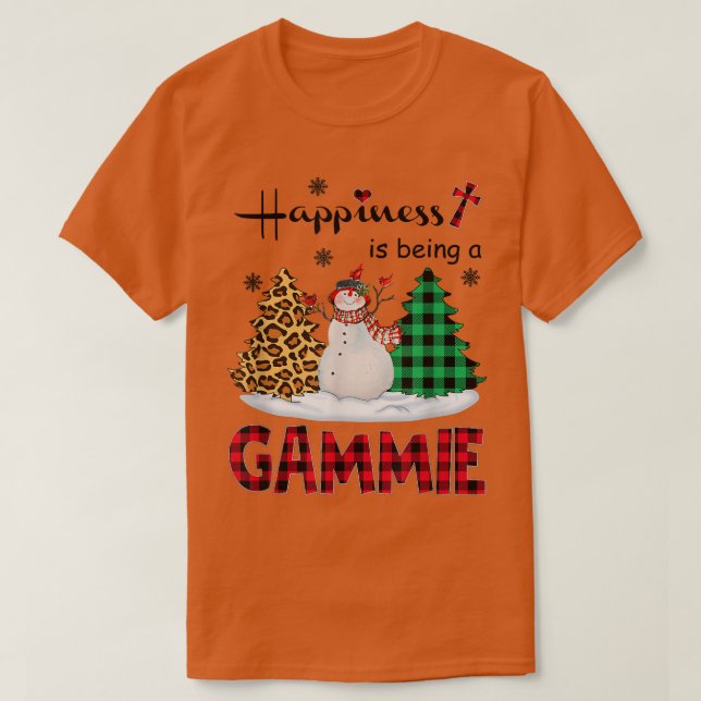 Camiseta Felicidade é ser Gammie Snowman Feliz Natal (Frente do Design)