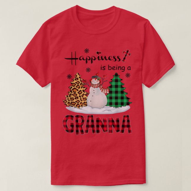 Camiseta Felicidade é ser Granna Snowman Feliz Natal (Frente do Design)