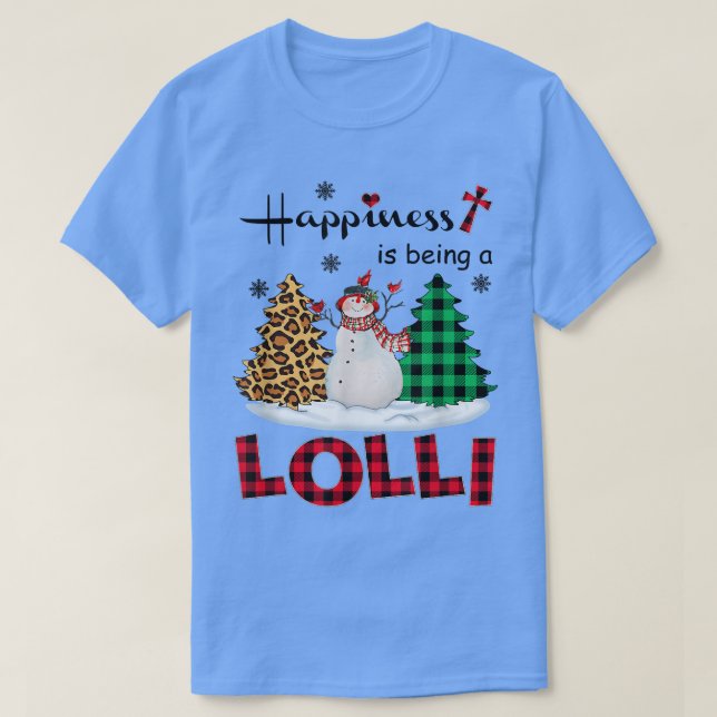 Camiseta Felicidade é ser Lolli Snowman Feliz Natal (Frente do Design)