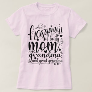 Camiseta Felicidade é ser mãe avó e bisavó