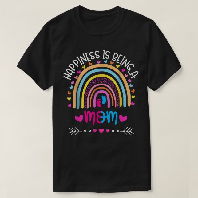 Camiseta Felicidade é ser mãe dia de as mães Arco-Íris 2022 (Frente do Design)