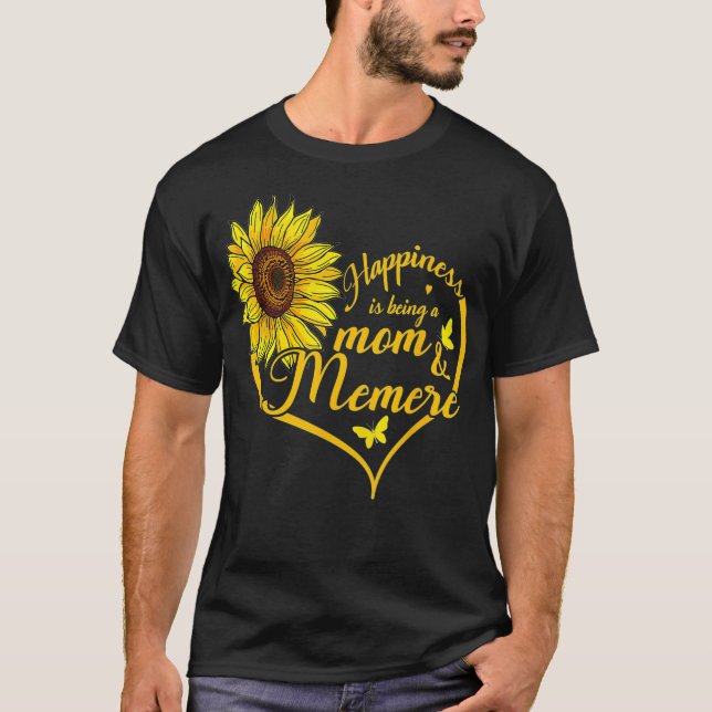 Camiseta Felicidade É Ser Mãe E Mãe De Girassol Memere (Frente)