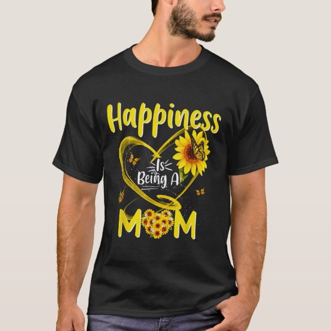 Camiseta Felicidade é ser mãe e mãe girassol Dia Xm (Frente)