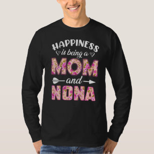 Camiseta Felicidade é ser mãe e mãe nona bonita D