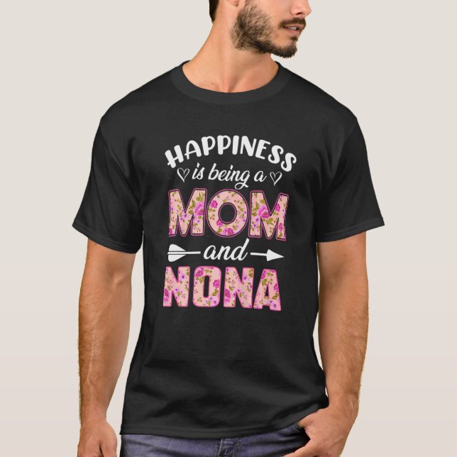 Camiseta Felicidade é ser mãe e mãe nona bonita D (Frente)