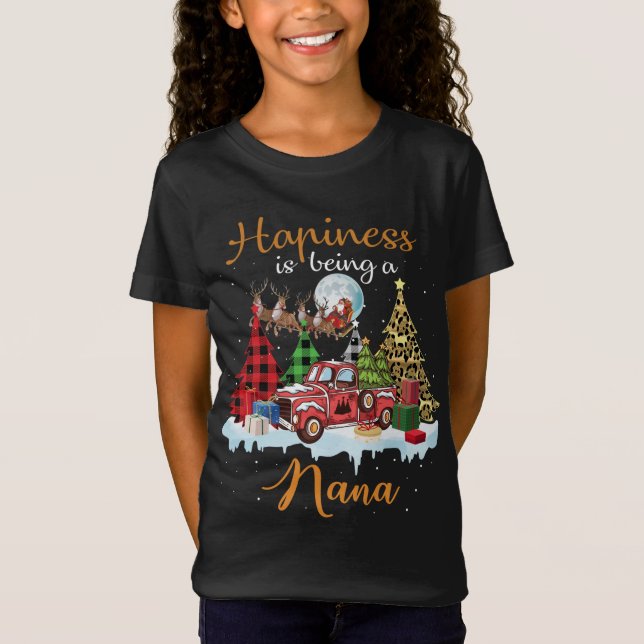 Camiseta Felicidade É Ser Nana Engraçado Árvore Vermelha De (Frente)