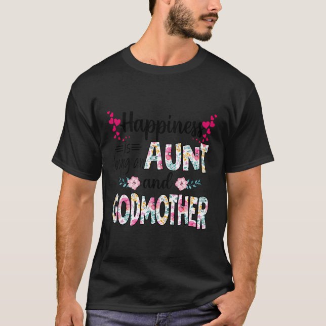 Camiseta Felicidade É Ser Tia E Madrinha Flores G (Frente)