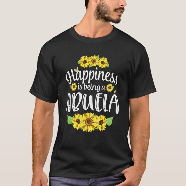 Camiseta Felicidade é ser um ABUELA Sunflower Leopard Chee (Frente)